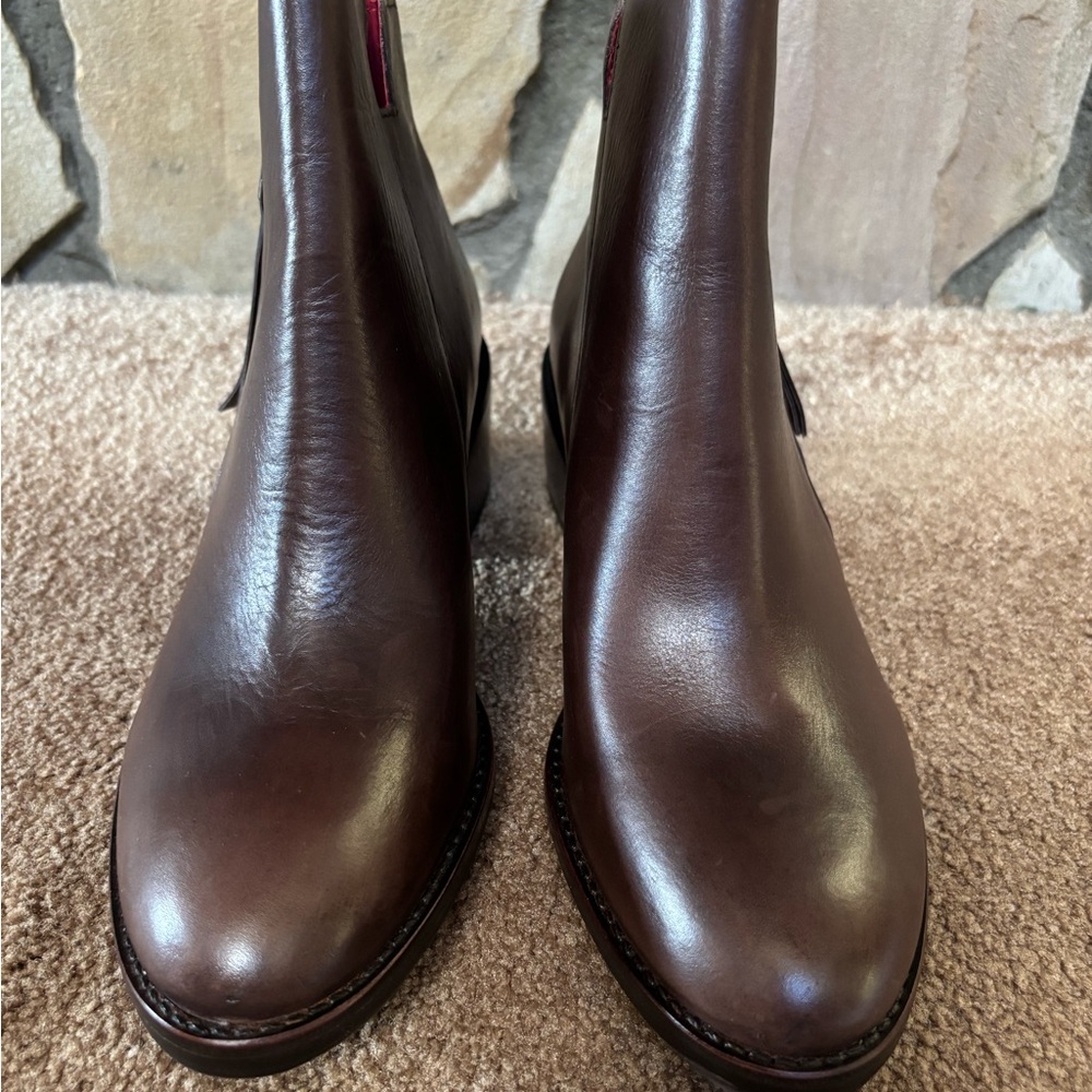 Golo Lambrusco Brown Leather Call Ankle Boots Size 8.5
